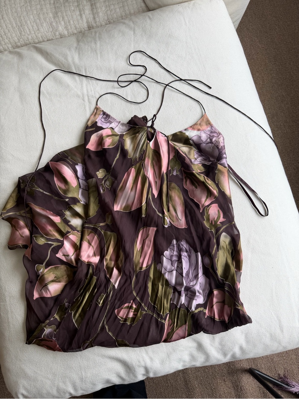 Malin Ladeus Vintage Purple Silk Slip Dress + Matching Silk Fringe Pareo - Picture 4 of 4